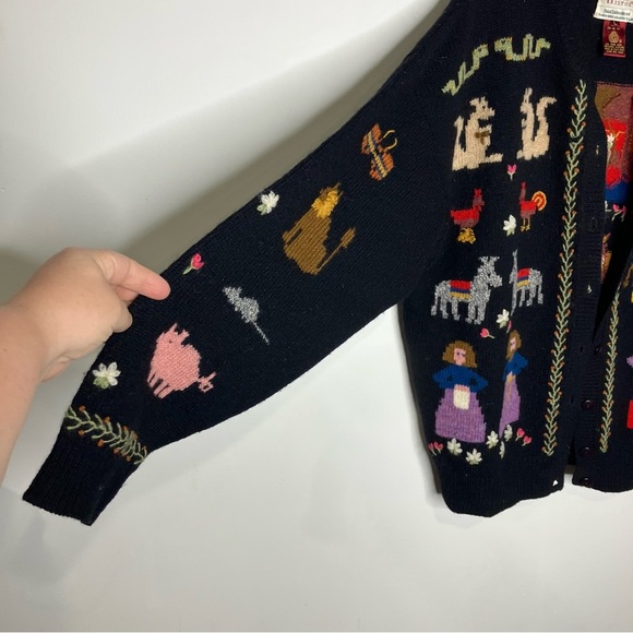 Vintage Susan Bristol 2 by 2 Noah’s Ark hand knit wool sweater womens size large - Picture 5 of 11